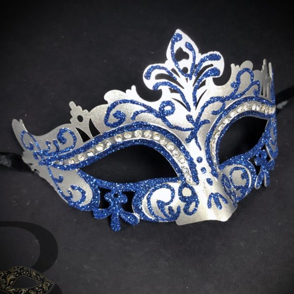 BLUE MASQUERADE MASK FOR MASQUERADE BALL PROM - Picture 1 of 1